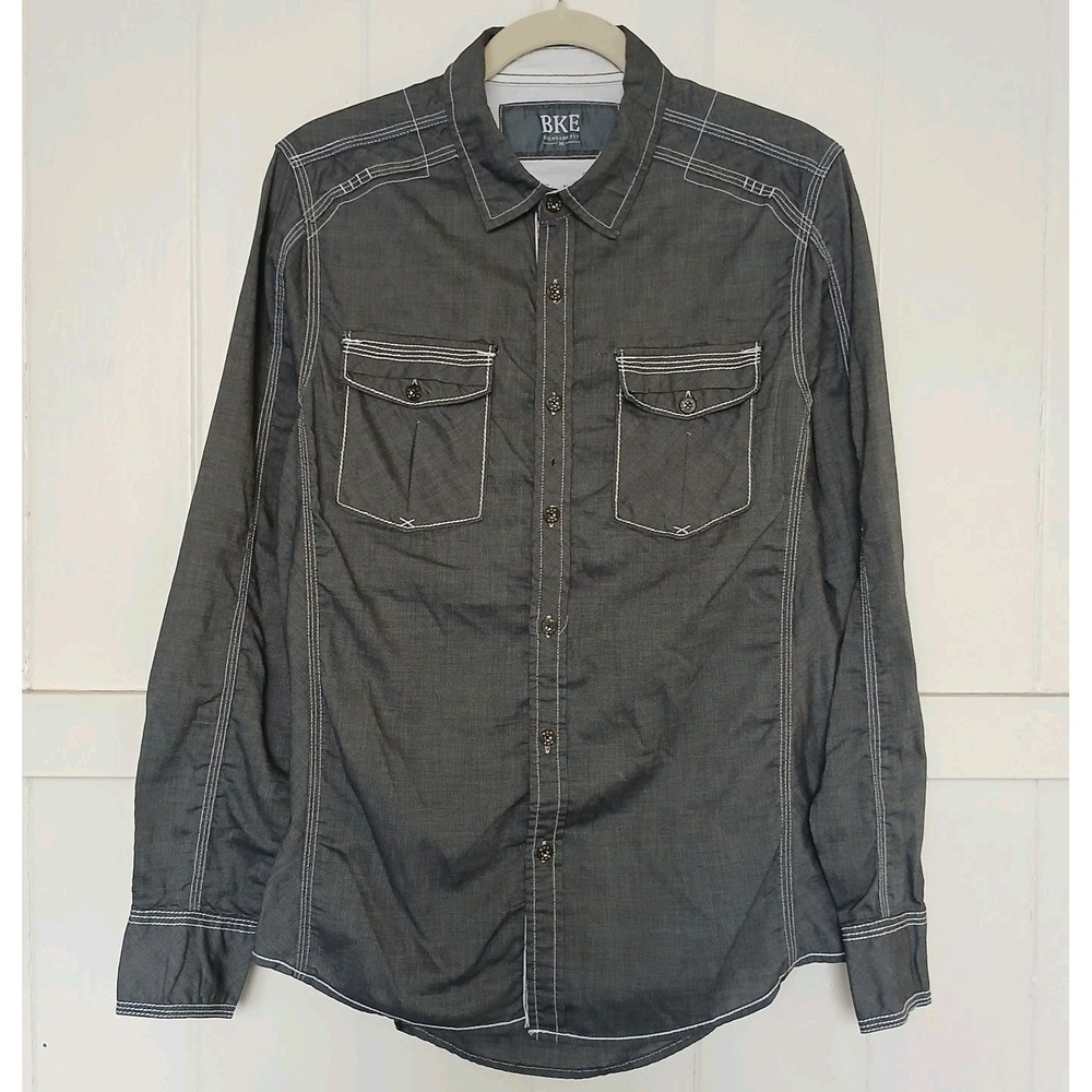 BKE‎ Buckle Shirt Button Front Chambray Long Sleeve Men's Medium Standard Fit